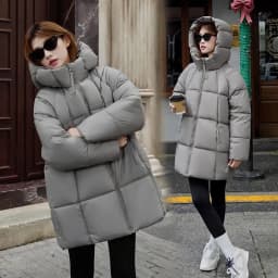 2025 New Women Down Cotton Coat Women Winter Mid-Length Cotton Coat Korean Loose Hooded Cotton Padded Jacket Women Parka Outwear