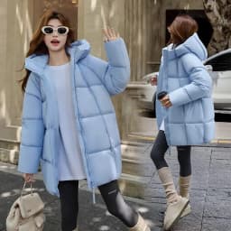 2025 New Women Down Cotton Coat Women Winter Mid-Length Cotton Coat Korean Loose Hooded Cotton Padded Jacket Women Parka Outwear