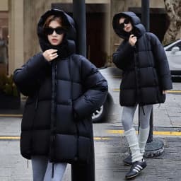 2025 New Women Down Cotton Coat Women Winter Mid-Length Cotton Coat Korean Loose Hooded Cotton Padded Jacket Women Parka Outwear