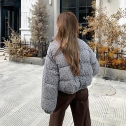 Sweet Fresh Floral Print Cotton Jacket For Women 2024 Vintage Design Women's Parkas Winter Loose Warm Stand Collar Bread Outwear