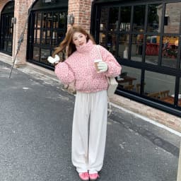 Sweet Fresh Floral Print Cotton Jacket For Women 2024 Vintage Design Women's Parkas Winter Loose Warm Stand Collar Bread Outwear