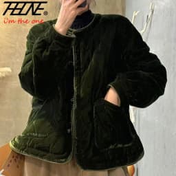 THHONE Autumn Winter Parkas for Women Jackets Vintage Pockets Casual Padded Korean Style Loose Coats Outerwear Women's Clothing