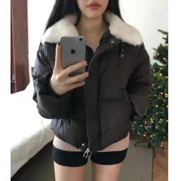 Warmth Stylish Short Version Long Sleeve Zipper Coat Women's Cotton Outerwear Daily Fashionable with Furry Collar Commute
