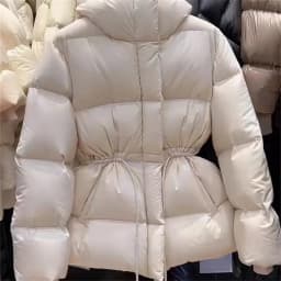 New 2025 Autumn Winter Lightweight Warm Cotton Jacket Women Cotton Coat Hooded Drawstring Waist Cinching Slim Fashion Parka Coat