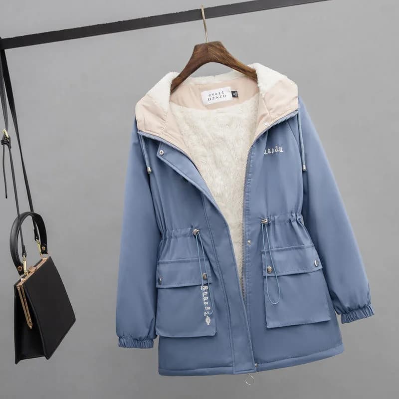 2026 New Autumn Winter Add Velvet Jacket Women's Parker Korean Loose Hooded Thick Warm Windbreaker Female Short Casual  Outerwea