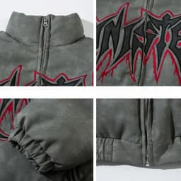 Vintage Letter Embroidery Jackets Women Men Harajuku Parkas Stand Neck Casual Loose Coat Streetwear Y2k Aesthetic Grunge Outwear