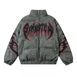 Vintage Letter Embroidery Jackets Women Men Harajuku Parkas Stand Neck Casual Loose Coat Streetwear Y2k Aesthetic Grunge Outwear