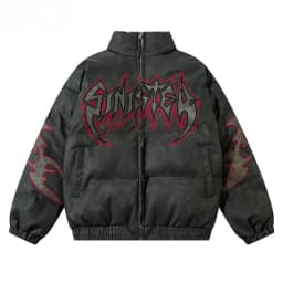 Vintage Letter Embroidery Jackets Women Men Harajuku Parkas Stand Neck Casual Loose Coat Streetwear Y2k Aesthetic Grunge Outwear