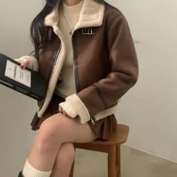 Women's Chic Retro Suede Biker Jacket Loose Fashionable Cotton Top Leather Fur Integrated Stylish Trendy Korean Version