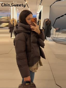 Warm Women's Detachable Scarf Collar Hooded Cotton Coat Solid Full Sleeve Buttons Pocket Thicken Jacket 2025 Winter Lady Outwear