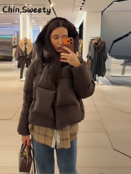 Warm Women's Detachable Scarf Collar Hooded Cotton Coat Solid Full Sleeve Buttons Pocket Thicken Jacket 2025 Winter Lady Outwear