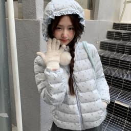 Korean Cropped Polka Dot Hooded Cotton-padded Jacket Women Zip Up Casual Winter Warm Outerwear Woman Sweet Cute Puffer Jackets