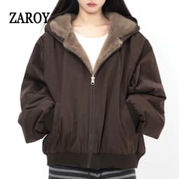 ZAROY Women Winter Jacket Double-Sided Wear Coat Casual Loose Zipper Hooded Parka Thick Warm Windproof Y2K Gothic Outwear куртка