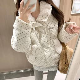 Sweet Polka Dot Corduroy Padded Parkas for Women Winter Loose Thick Crop Cotton Coat Woman Stand Collar Y2K Button Puffer Jacket