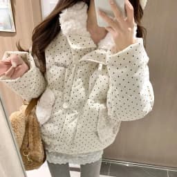 Sweet Polka Dot Corduroy Padded Parkas for Women Winter Loose Thick Crop Cotton Coat Woman Stand Collar Y2K Button Puffer Jacket