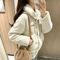 Sweet Polka Dot Corduroy Padded Parkas for Women Winter Loose Thick Crop Cotton Coat Woman Stand Collar Y2K Button Puffer Jacket