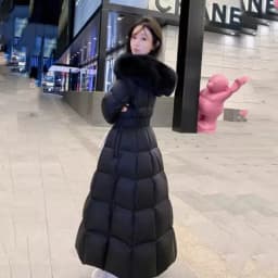 Fashion Women's Long Down Cotton Jacket Slim Fit Thicken Warm Winter Snow Coat With Belted Commute Korean Puffer Parkas