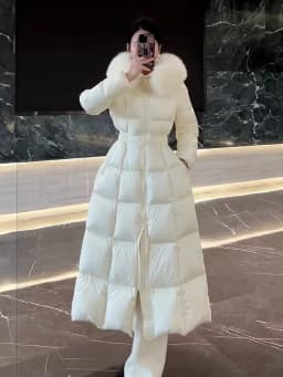 Fashion Women's Long Down Cotton Jacket Slim Fit Thicken Warm Winter Snow Coat With Belted Commute Korean Puffer Parkas