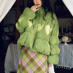 Korean Ruched Cropped Puffer Jacket for Women Winter Sweet Bubble Sleeve Padded Parkas Female Green Stand Collar Warm Outerwear