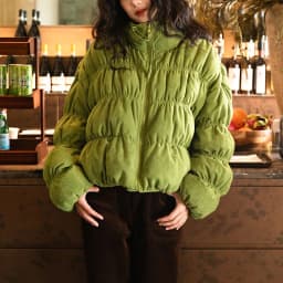 Korean Ruched Cropped Puffer Jacket for Women Winter Sweet Bubble Sleeve Padded Parkas Female Green Stand Collar Warm Outerwear