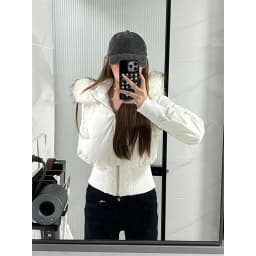 White Hooded Parkas Women Fashion Pink Faux Fur Patchwork Puffer Jacket Korean Zipper Down Coats Winter Cotton Padded Outerwears