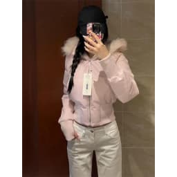 White Hooded Parkas Women Fashion Pink Faux Fur Patchwork Puffer Jacket Korean Zipper Down Coats Winter Cotton Padded Outerwears
