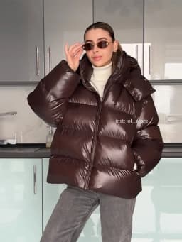 Detachable Hooded Women's Cotton Jacket lacquered Long Sleeve Zipper Pocket Female Coats Oversized Loose Casual Coats For Ladies