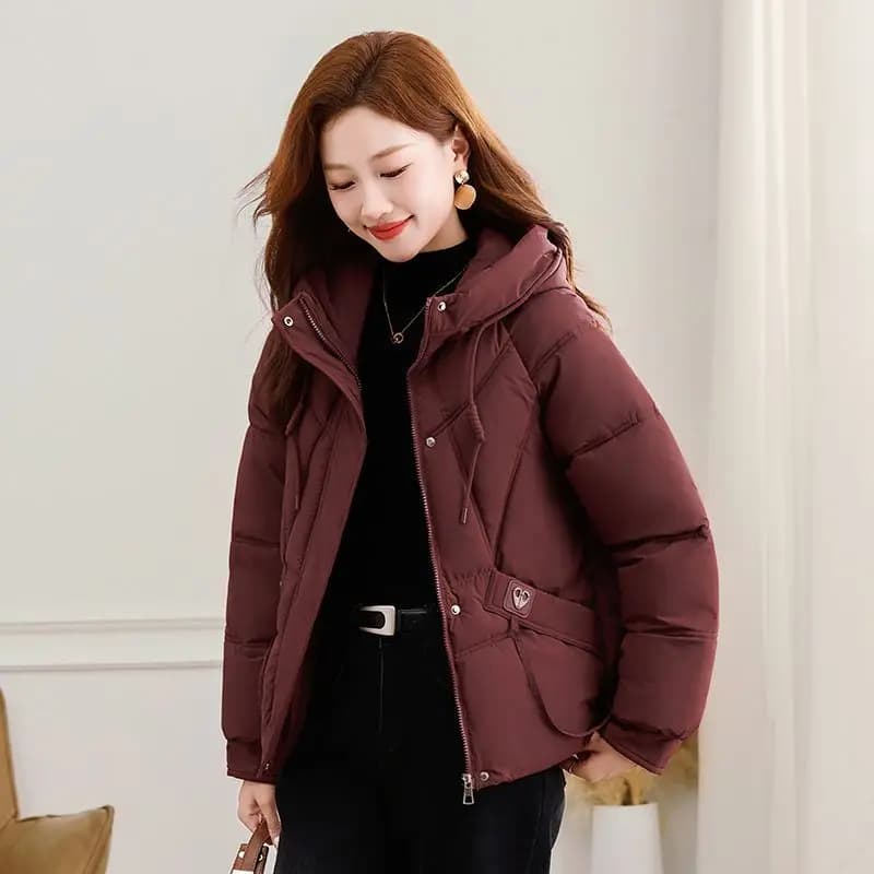 2027 Winter New High End Big Fur Collar Workwear Down Cotton Jacket Women's Fashion Short Thicken Cotton Female Parkas Coats