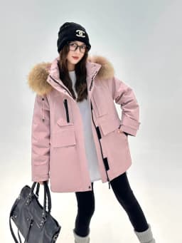 Korea All-match Women Winter Parkas Detachable Real Fur Collar Hooded Duck Down Jacket Mid-long Long Sleeve Casual Down Coat