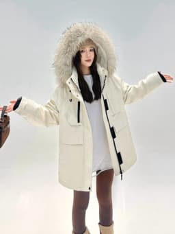 Korea All-match Women Winter Parkas Detachable Real Fur Collar Hooded Duck Down Jacket Mid-long Long Sleeve Casual Down Coat