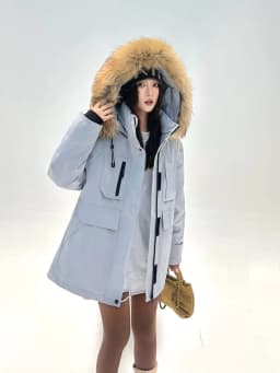 Korea All-match Women Winter Parkas Detachable Real Fur Collar Hooded Duck Down Jacket Mid-long Long Sleeve Casual Down Coat