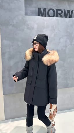 Korea All-match Women Winter Parkas Detachable Real Fur Collar Hooded Duck Down Jacket Mid-long Long Sleeve Casual Down Coat