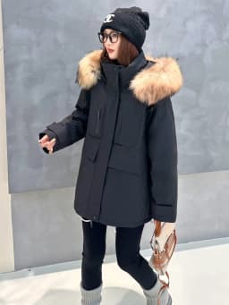 Korea All-match Women Winter Parkas Detachable Real Fur Collar Hooded Duck Down Jacket Mid-long Long Sleeve Casual Down Coat