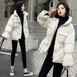 2026 New Winter Hooded Long Sleeve Solid Color Black Cotton-padded Warm Loose Big Size Jacket Women Parkas Fashion Outwear