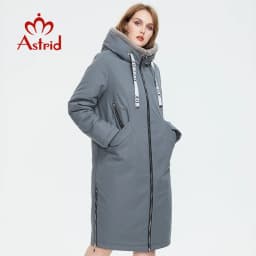 Astrid Women's winter parka Long Casual Hooded fur mink down Minimalist style jackets for women coat plus size parkas AT-10089
