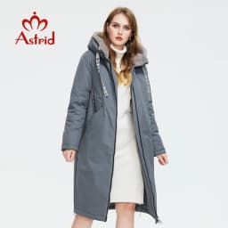 Astrid Women's winter parka Long Casual Hooded fur mink down Minimalist style jackets for women coat plus size parkas AT-10089