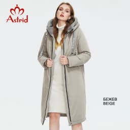Astrid Women's winter parka Long Casual Hooded fur mink down Minimalist style jackets for women coat plus size parkas AT-10089