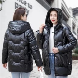 2026 New Winter Jacket Women Parkas Glossy Down Cotton Padded Parka Female Jacket Solid ColorThick Outwear Hooded Warm Outcoat