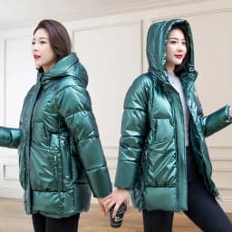 2026 New Winter Jacket Women Parkas Glossy Down Cotton Padded Parka Female Jacket Solid ColorThick Outwear Hooded Warm Outcoat