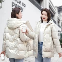 2026 New Winter Jacket Women Parkas Glossy Down Cotton Padded Parka Female Jacket Solid ColorThick Outwear Hooded Warm Outcoat