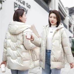 2026 New Winter Jacket Women Parkas Glossy Down Cotton Padded Parka Female Jacket Solid ColorThick Outwear Hooded Warm Outcoat