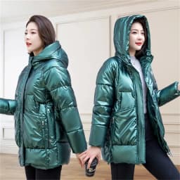 2026 New Winter Jacket Women Parkas Glossy Down Cotton Padded Parka Female Jacket Solid ColorThick Outwear Hooded Warm Outcoat