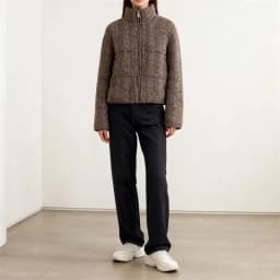 Women's Knitted Puffer Jacket, High Neck Zip-Up Short Coat, Warm Winter Outerwear with Multiple Colors