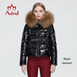 Astrid 2022 New Winter Women's coat women warm thick parka fashion black short Jacket with raccoon fur hood female clothing 7267