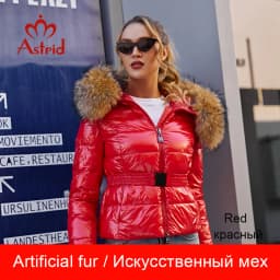 Astrid 2022 New Winter Women's coat women warm thick parka fashion black short Jacket with raccoon fur hood female clothing 7267