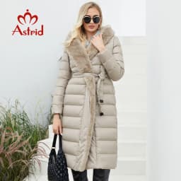 Astrid 2022 New Winter Women's coat women parka long warm Jacket with Rabbit fur hood large sizes female clothing Design ZR-7518