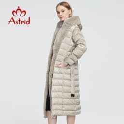 Astrid 2022 New Winter Women's coat women parka long warm Jacket with Rabbit fur hood large sizes female clothing Design ZR-7518