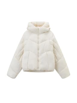 Women's Short Hooded Cotton Jacket Mili Beige Winter Warmth Bread Style Coat Long Sleeve Commute Pure Color Chinese Production