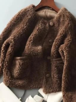 Korean Japanese Lamb Fur Short Coat Warm Lazy Profile Integrated Pocket Oversize Cotton Casual Style Long Sleeve Button down