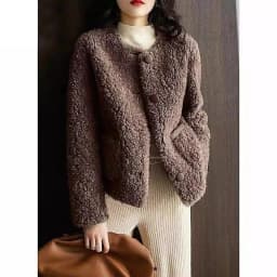 Korean Japanese Lamb Fur Short Coat Warm Lazy Profile Integrated Pocket Oversize Cotton Casual Style Long Sleeve Button down